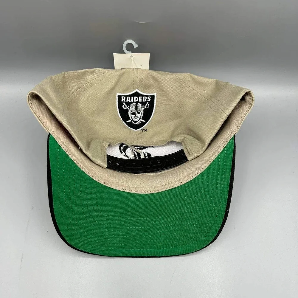 Vintage Las Vegas Raiders NFL Hat Men Beige Twins Enterprise Snap Back Cap New